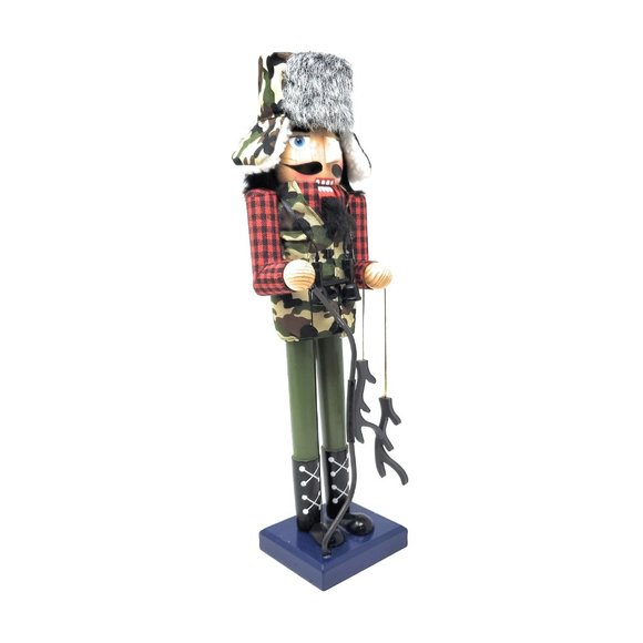 Hunter Hunting Camo Camouflage Wood 15" Nutcracker - Picture 3 of 4